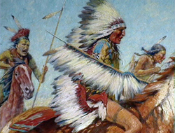 Native Americans riding horses